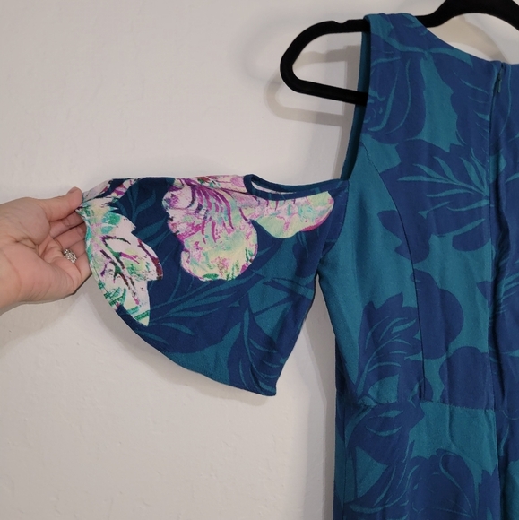 Anthropologie Maeve "Elia" Floral Open Shoulder Midi Dress Size 8 - Picture 11 of 13